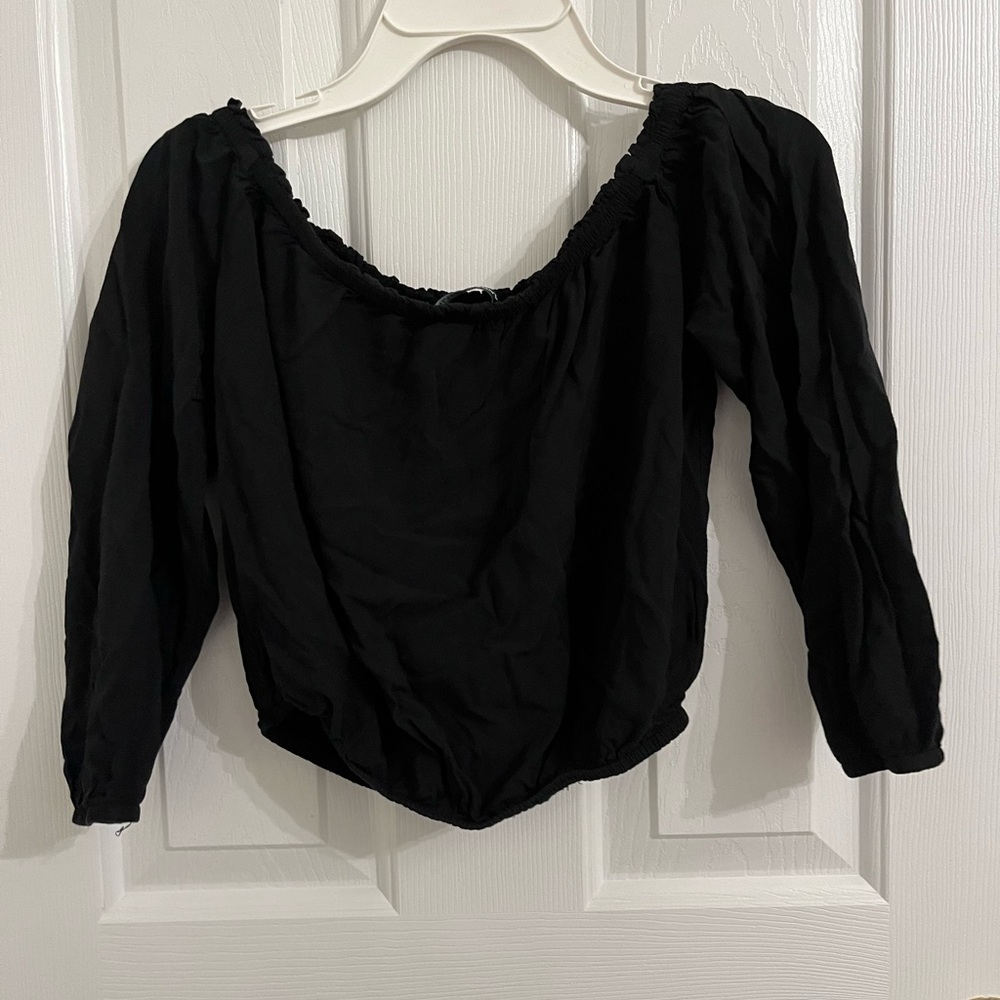 black off the shoulder crop top